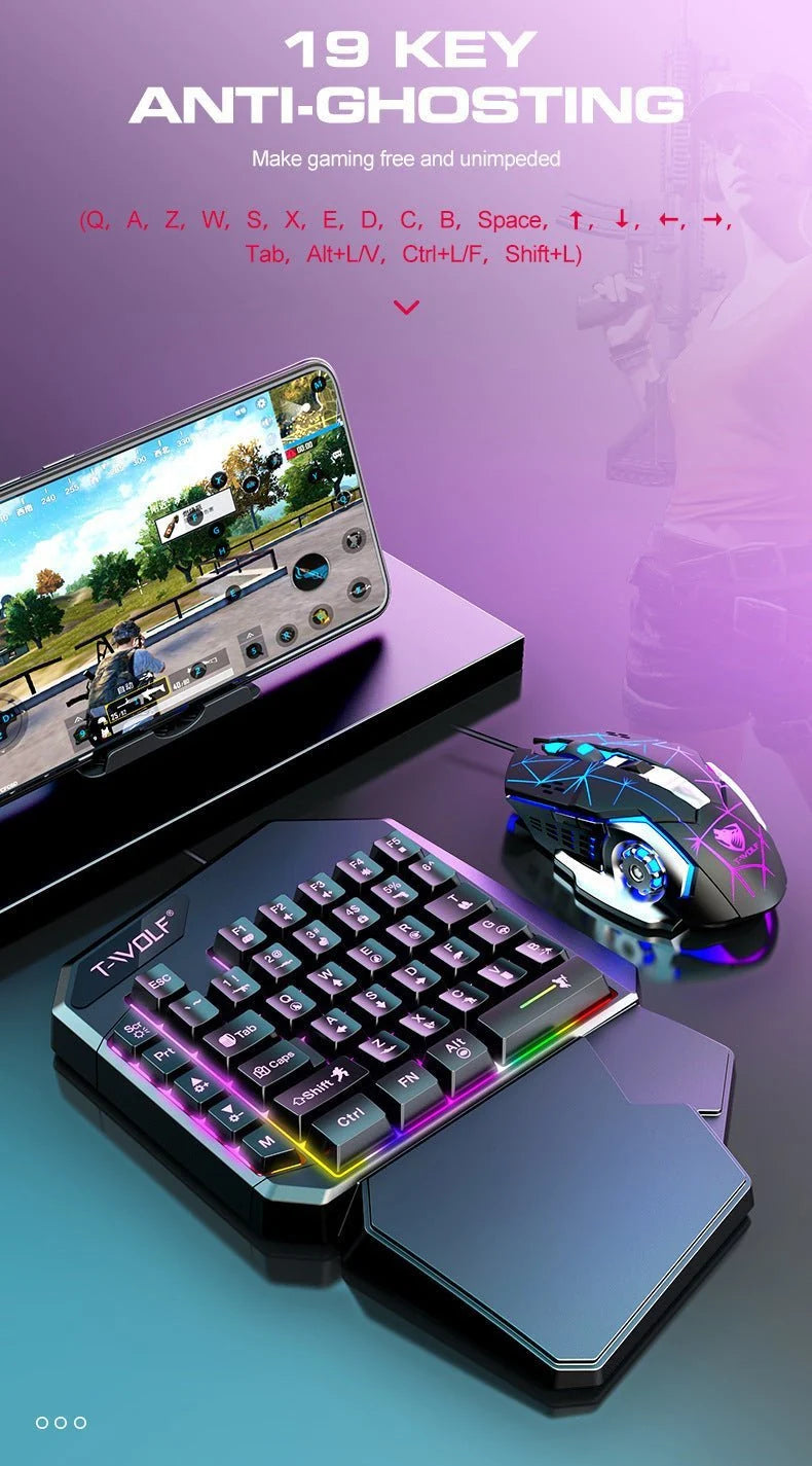 Lei Lang TF900 Single Hand Mouse Keyboard Suit.
