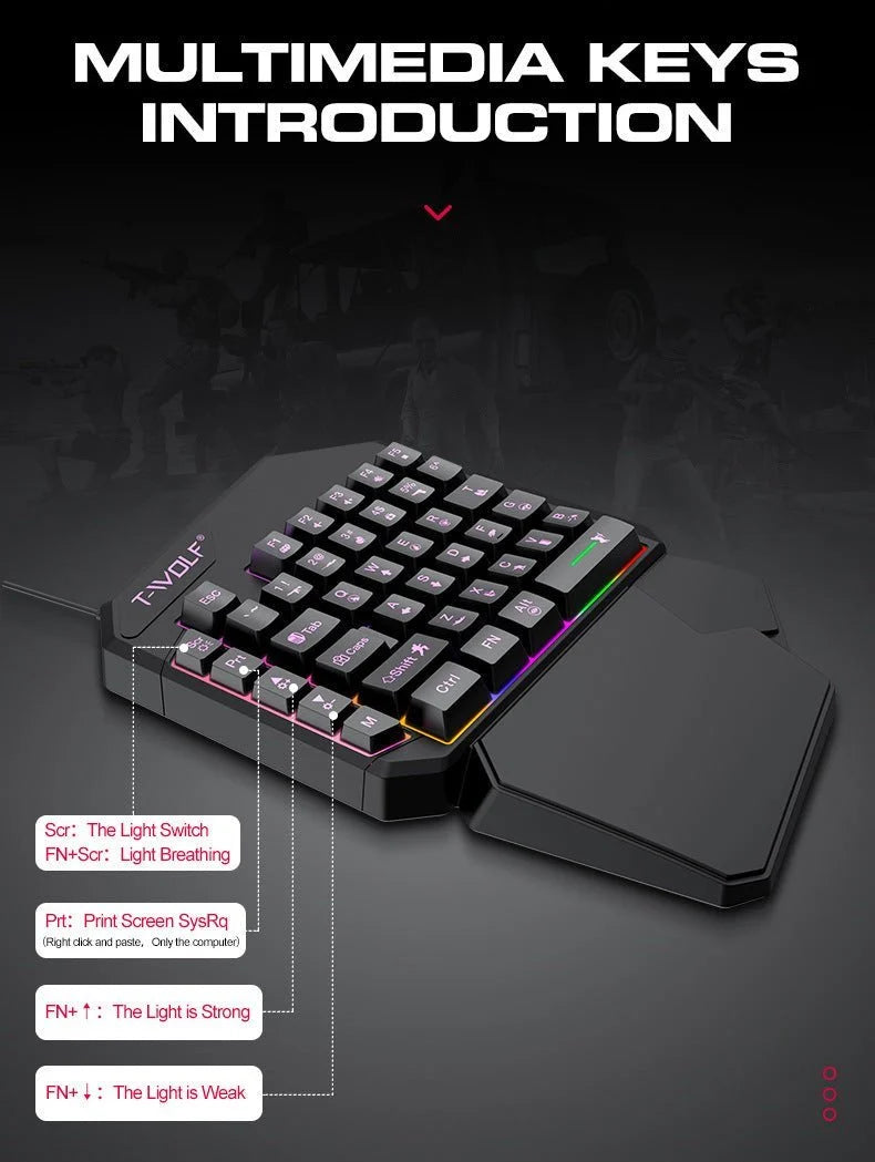Lei Lang TF900 Single Hand Mouse Keyboard Suit.